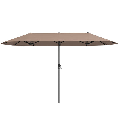 13 FT Large Patio Umbrella Outdoor Double-Sided Table Market Umbrella with Crank Handle-Beige