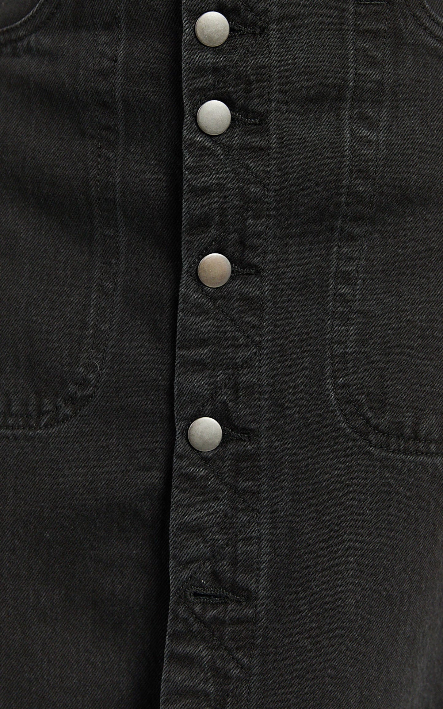 Alisa Midi Skirt - Button Through A Line Denim in Black Wash