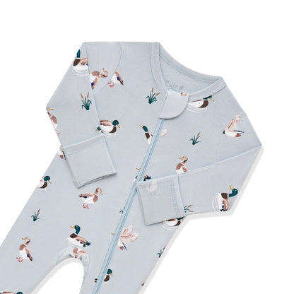 Zippered Footie in Mallard Duck