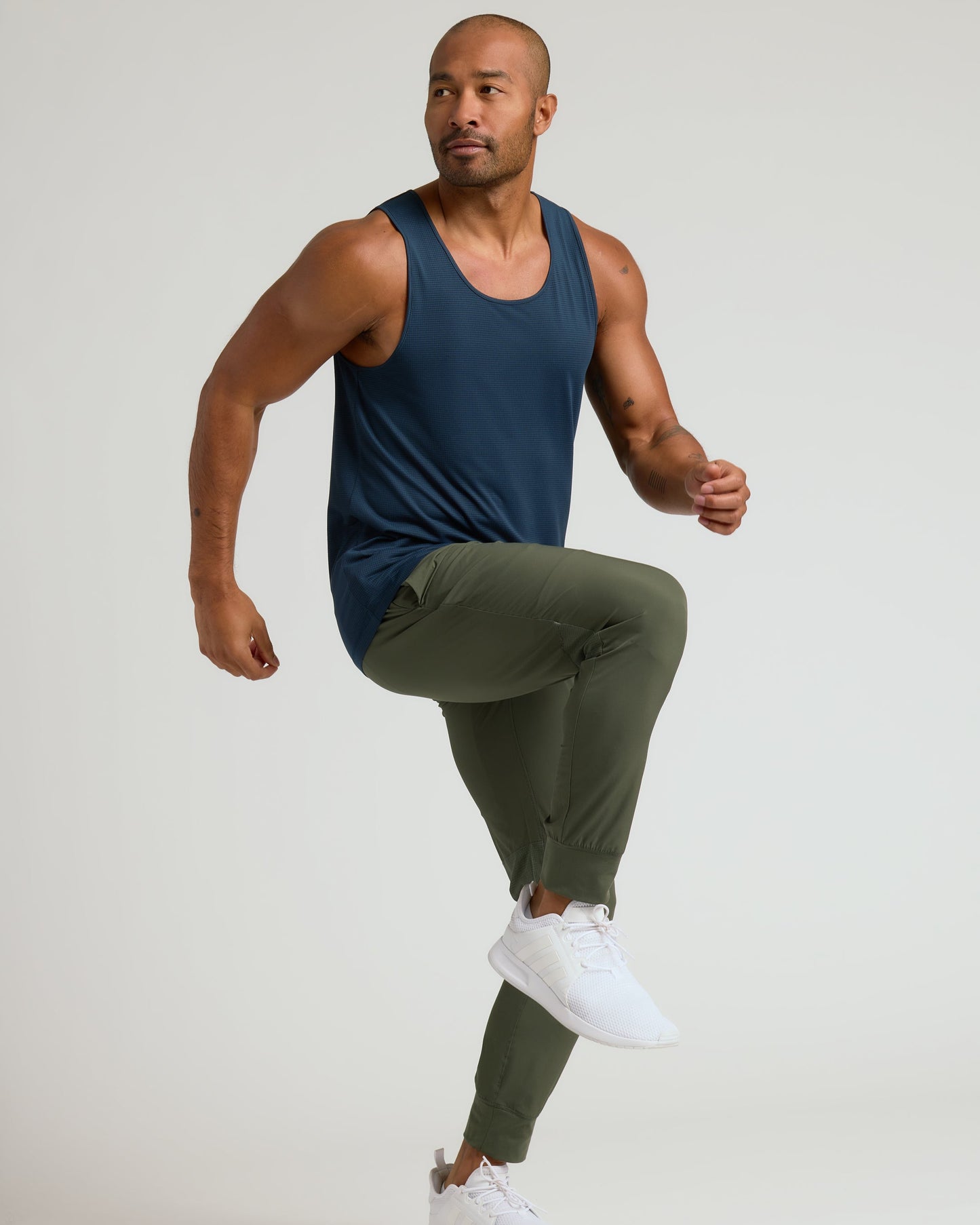 Navy Sleeveless Active Mesh Tank