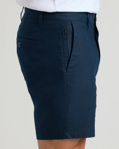 7" Navy Linen Shorts