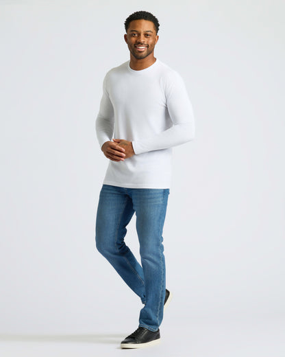 White Classic Long Sleeve Crew Neck 10-Pack