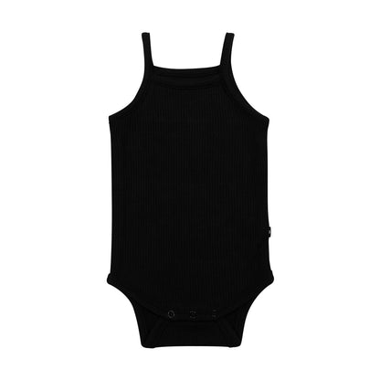 Ribbed Spaghetti Strap Bodysuit in Midnight