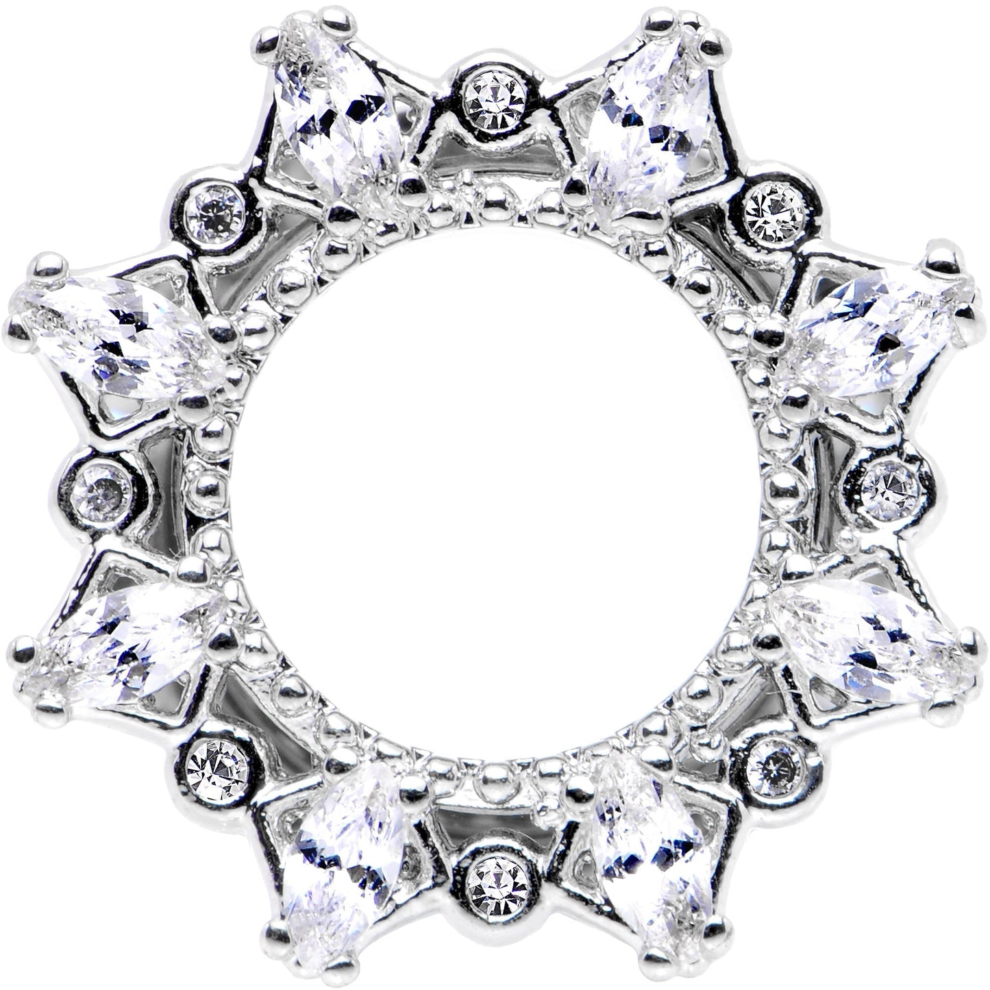 00G Clear Gem Flower Frame Screw Fit Tunnel Plug Set